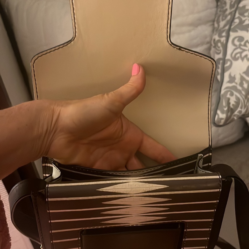 Tory Burch Brown and Cream Patterned Crossbody Bag - Picture 7 of 10